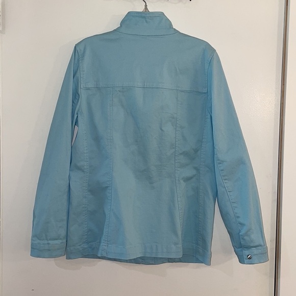 Chico’s Sky Blue Cotton Twill Utility Jacket Like New Condition Size S - Picture 9 of 11